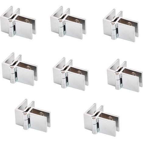 Bisagras para puertas de vidrio seccionales, clip rectangular ajustable de 5 mm a 8 mm, clip simple para armarios y roperos, bisagras para puertas de vidrio, puerta de vidrio de 90 grados sobre panel  (1/2)