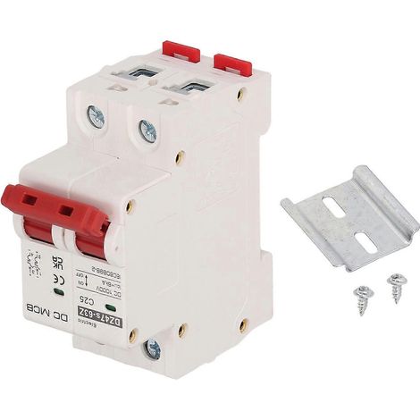Disjoncteur CC avec protection contre les courts-circuits, disjoncteur modulaire sur rail DIN, bipolaire, 1000 V, 25 A