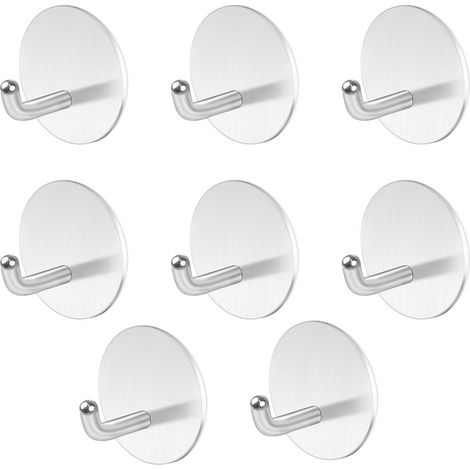 Stück selbstklebende Wandhaken Edelstahl, Badezimmer Handtuchhaken Haken Wandhaken ohne Bohren Küchenhaken Türhaken Geschirrtuchhaken selbstklebende Tischhaken(8-pack) (1/5)