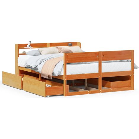 Maison Exclusive - Cama sin colchón madera maciza de pino marrón (1/5)