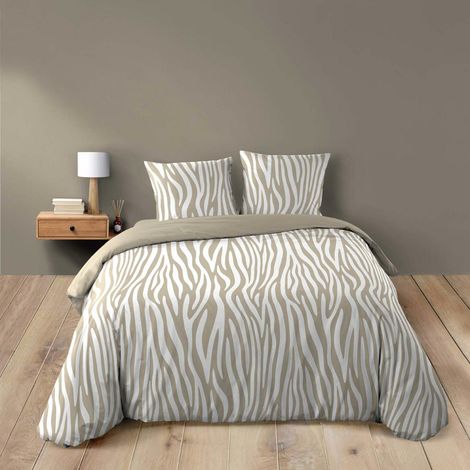 Parure 3 pièces 240 x 220 cm imprimé 100% coton 42 fils allover ZEBRIS (1/4)