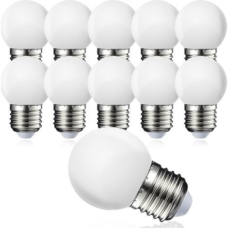 Set mit 10 LED-Globuslampen E27 G45 – Warmweiß 3000 K – 5 W G45 – Gehäuse aus mattem Polycarbonat – Intensität nicht dimmbar [Energieklasse G] (1/4)