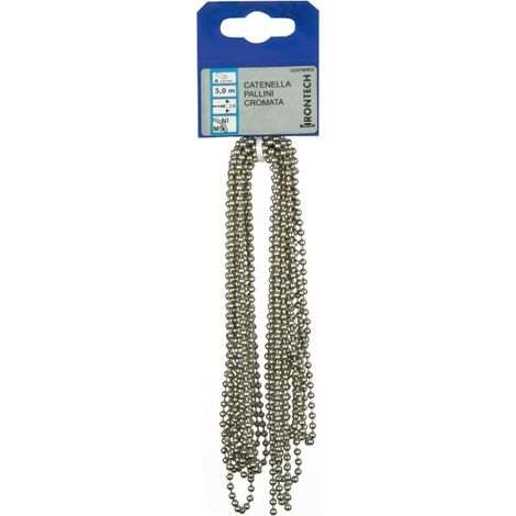 Catena a pallini pretagliata Ø 3,6 mm. in ottone cromato 5 mt. (1/2)