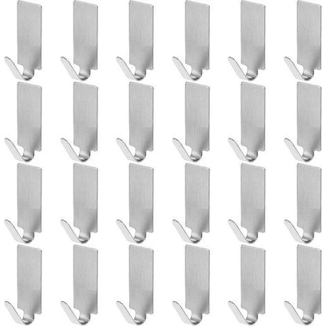 HONORNIC - 24pc Crochet adhésif Crochet en Inox