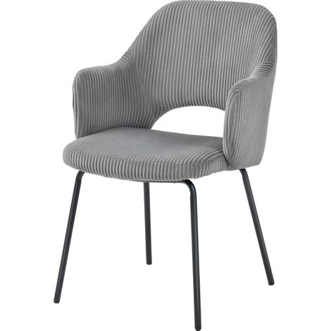 CHICFURN Silla de comedor 62,5 x 57 x 85,5 cm en tejido acanalado gris, patas metálicas (1/5)