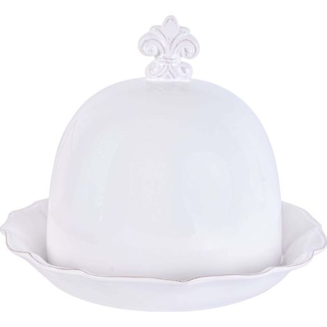 Plat à gâteau avec couvercle en porcelaine blanche antique (1/5)