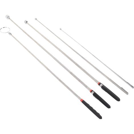 Le kit d'outils de ramassage et de préhension magnétiques en 5 pièces comprend des barres de ramassage de 15/10/3/1,5 lb et une poignée télescopique circulaire rotative à 360 degrés pour une observati (1/5)