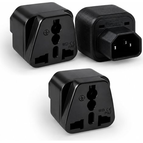 3PCS Prise UE vers C14, Adaptateur Secteur pour Connexion Electrique Stable Compatible Prise Europeenne C-14 Et Adaptateur C-14 pour Usage Informatique Et Electrique (1/5)