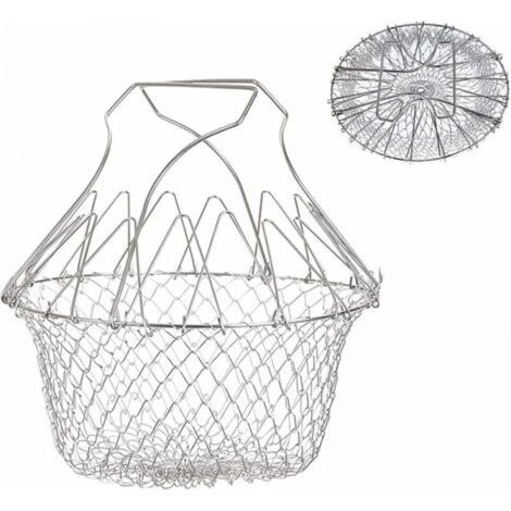 1pc Panier à Frire, Panier a Salade Tamis Cuisine Inoxydable Fry Extensible Chef Panier Cuisine (1/4)