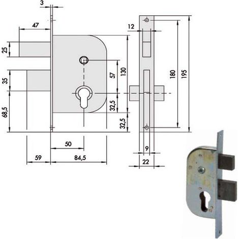 Serrure d'insertion en fer 42512-50-0 Cisa