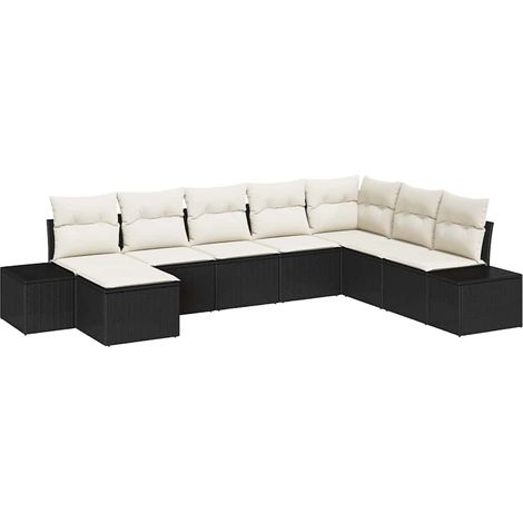 Garden Sofa Set 8 pcs Black and cream 319 x 209 x 85 cm vidaXL