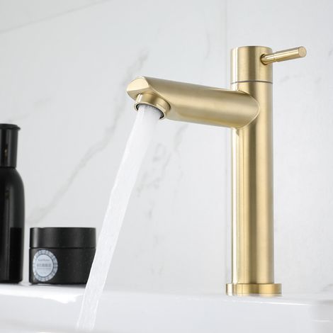 Retro-Badarmatur – Gebürstetes Goldwaschbecken, Vintage-Stil für Ankleidezimmer, Kaltwasser, G1/2 (1/5)