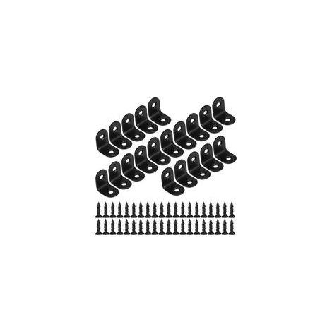 Equerre de Fixation Noir Angle Droit Support en forme de L Metalliques Equerres avec Vis pour Bois Meubles Placard Support 20 Pièces 20 20 16mm (1/5)