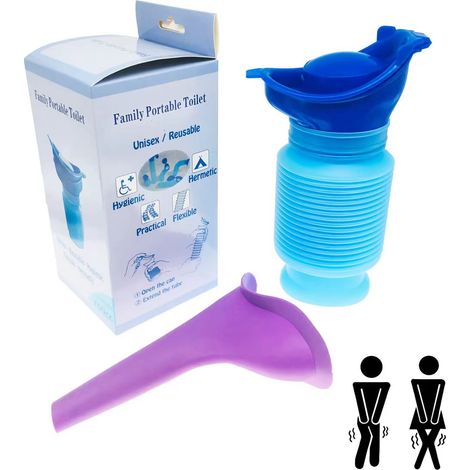 Urinoir portable réutilisable pour femme – 2PCS extensible jusqu'à 32 cm – Idéal pour camping et voyages – Matériau PE étanche