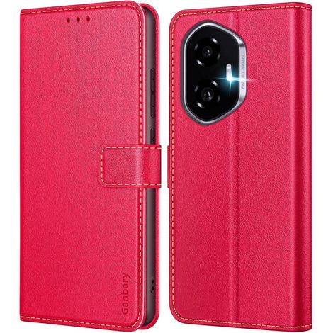 Handyhülle Leder Magnetverschluss Kartenschlitzen 400 5G Honor 400 Rot (1/5)