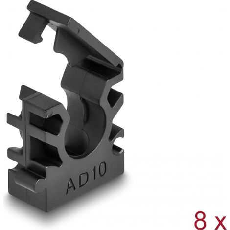 Delock Soporte para funda de cable con clip de bloqueo 10 mm 8 piezas negro