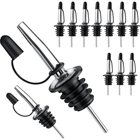 Lot de 12 becs verseurs pour alcool avec capuchon anti-poussière - verseur pour bouteille de vin, huile d'olive
