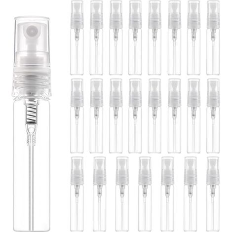 Lot de 24 mini vaporisateurs 5 ml – flacons atomiseurs transparents vides pour échantillon parfum, voyage, cosmétique (1/4)