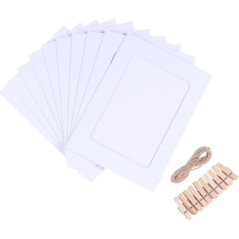 Lot de 10 cadres photo DIY en papier 13x18cm avec ficelle et clips pour mur photo (1/4)
