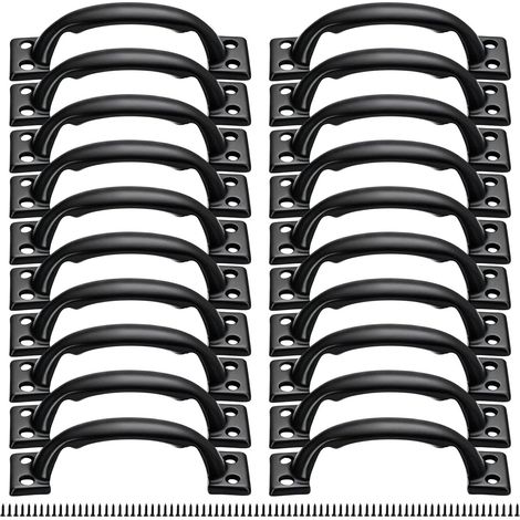 Pack of 20 Black Iron Cabinet Handles - 100mm Hole Centres (1/5)