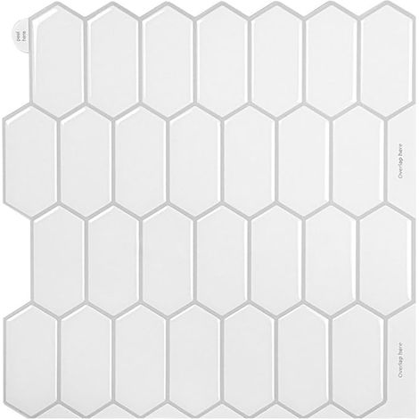 Ensemble d'autocollants pour carrelage 3D pour cuisine, blanc, autocollants de carrelage auto-adhésifs, protection anti-éclaboussures pour crédence de cuisine (1/5)