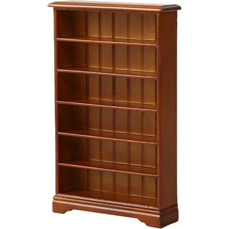 Miniature Bookshelf - 6-Tier Wooden Display Shelf for Dollhouses - 1:12 Scale - 9.7 x 2.5 x 15.7 cm - White or Walnut Finish - 1 Pc (1/5)