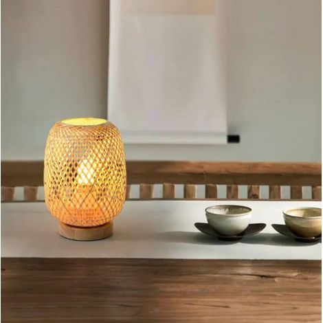 Bambou Tissage Lanterne Lampe De Table Lampe De Chevet Style Japonais Veilleuse Décorative Éclairage Bureau Abat-Jour pour Chambre, STYLE 1 (1/4)