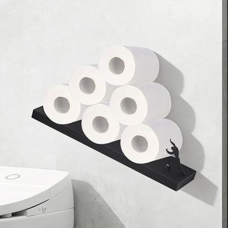 Porte Papier Toilette, Support Papier Toilette pour Le Stockage de Rouleaux de Rechange de Salle de Bain et de Toilette, Noir (1/5)