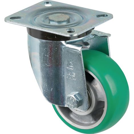 Roulette de direction D.100mm Capacité 200kg Plateau en PU L105xB85mm Couleur bleu royal (1/2)
