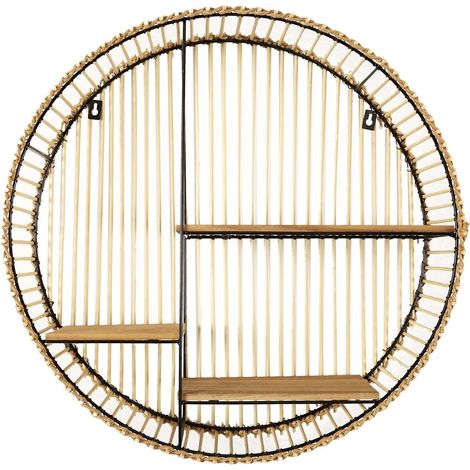 Etagère ronde 3 niveaux en bambou et métal JAVA (1/5)