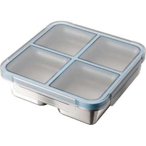 Boîte à lunch bento en acier inoxydable, 4 compartiments (1/5)