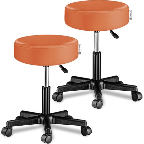 Tabouret Siège Réglable en hauteur Pivotable 360° Plusieurs couleurs au choix  Set de 2 Orange