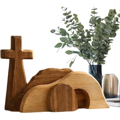 Le sépulcre vide de Pâques - Pièce maîtresse d'une crèche en bois , décoration la Résurrection print (1/5)