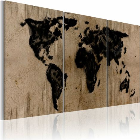 Tableau carte du monde en encre - 120 x 60 cm (1/4)