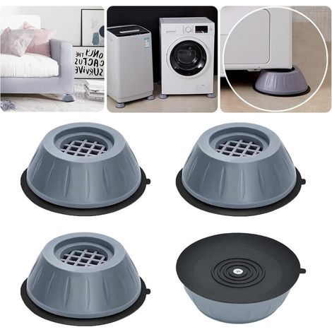 4 patins anti-vibration pour lave-linge et sèche-linge, anti vibration et bruit, anti déplacement et anti secousse du support lave linge (diamètre 10cm) (1/5)
