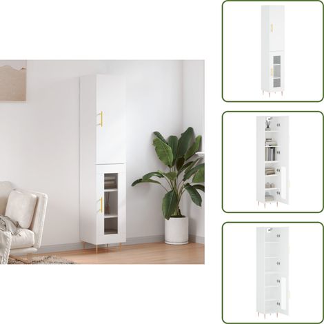 Buffet haut Blanc 34,5x34x180 cm Bois d'ingénierie - Buffet Design Moderne - Meuble Rangement Cuisine - Armoire Blanche - Buffet Haut - Mobilier Salon (1/5)