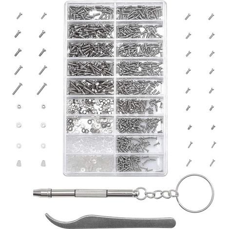 1000 Kits de Réparation de Lunettes à Vis Micro, avec un Brucelles et un Tournevis, pour Lunettes, Lunettes de Soleil, Montres-Fei Yu (1/5)