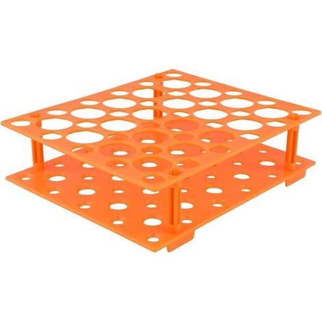 Zentrifugenröhrchenhalter, 50 Löcher, abnehmbar, Kunststoff, für 10/15/50-ml-Röhrchen, orange, 1 Stück (1/4)