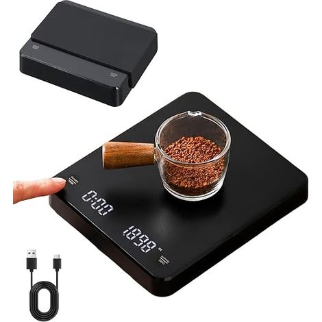 Precision Kitchen Scale, 0.1g, Max. Weight 3kg, Mini Coffee Scale with Silicone Pad, Timer, Tare Function, Kitchen Scales for Espresso Pour-Over Barista (1/5)
