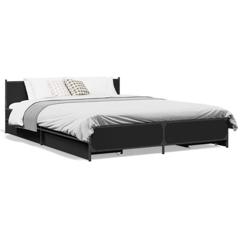 Maison Exclusive - Cama con cajones madera de ingeniería negro 13