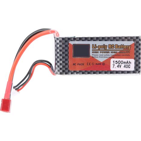 Batterie Lipo Rechargeable 7.4V 1500mAh 40C avec Connecteur T Femelle pour Modèles Radiocommandés