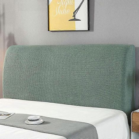 Housse de tête de lit extensible, grise, compatible avec les têtes de lit de 200 cm de hauteur. Protection anti-poussière décorative pour le chevet. Convient à la plupart des têtes de lit. (1/5)