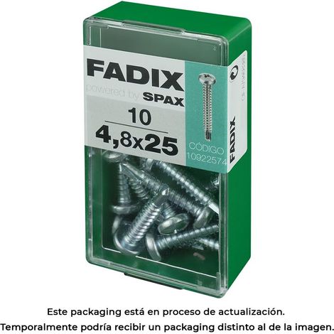 Caja de 10 unidades de tornillo de rosca chapa con cabeza redonda autotaladrante 4,8x25mm Fadix (1/2)