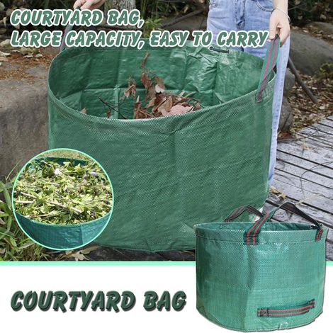Sac à déchets de jardin réutilisable grande capacité seau à ordures pliable Portable Green Canvas Fabric Leaf Garbage Bag Toy Storage Bag 19"×31" (vert) (1/5)