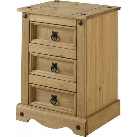 Corona Medium 3 Drawer Bedside
