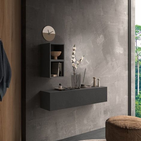 Meuble d'entrée suspendu anthracite design minimaliste avec porte Infinity 59