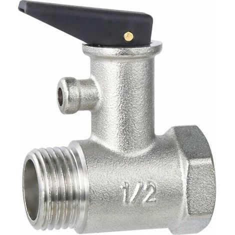 Soupape de décharge de pression de sécurité DN15 – Laiton nickelé – Pression max élevée – Pour chauffe-eau et chaudières (1/4)