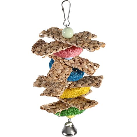 Jouet à mâcher et à picorer fait main en forme de calebasse avec clochette pour perroquets et autres oiseaux. Amusez-vous bien (1/5)