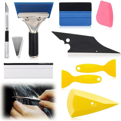 Kit D'outils Pour Film Vinyle Automobile - 19 Pièces - Squeegee En Feutre - Couteaux À Lame Remplaçable - Pour Pose De Film Sur Vitres Et Carrosserie (1/5)