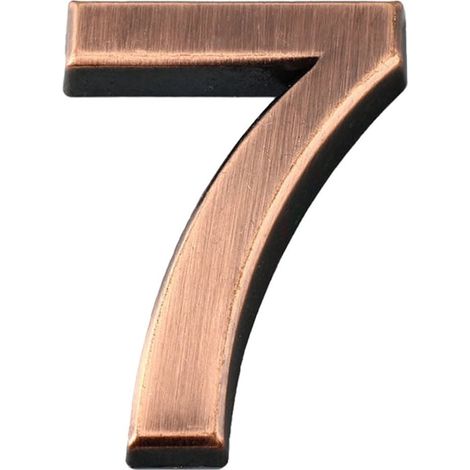 Chiffre Maison - Numéro Extérieur 7 en Plastique ABS - Pour Porte d'Appartement Hôtel ou Habitation - Dimensions 7 cm - Bronze (1/5)